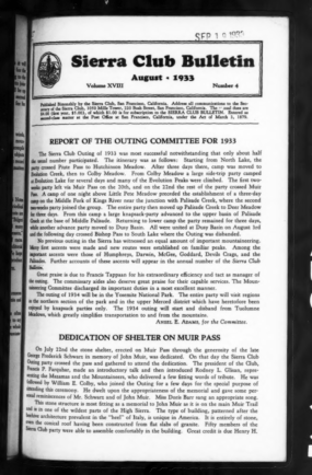 Sierra Club Bulletin 1933 Vol 18 No 4 August cover